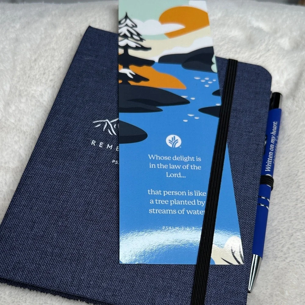 Psalm 77:11-12 Remember HIM Prayer Journal & Proverbs Pen & Two Sided Bookmark